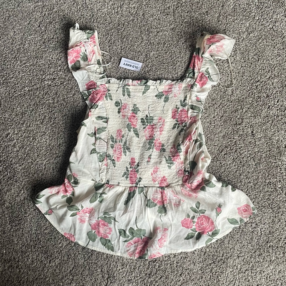 Old Navy Floral Babydoll Top Size XXL Ruffle Sleeve Blouse Women’s